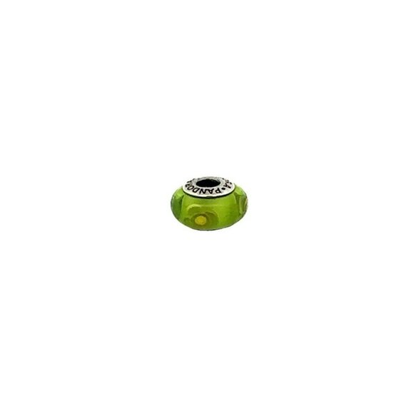 Authentic Pandora ALE Sterling Silver Murano Lime Green Flower Charm Bead! 70 - Picture 3 of 7